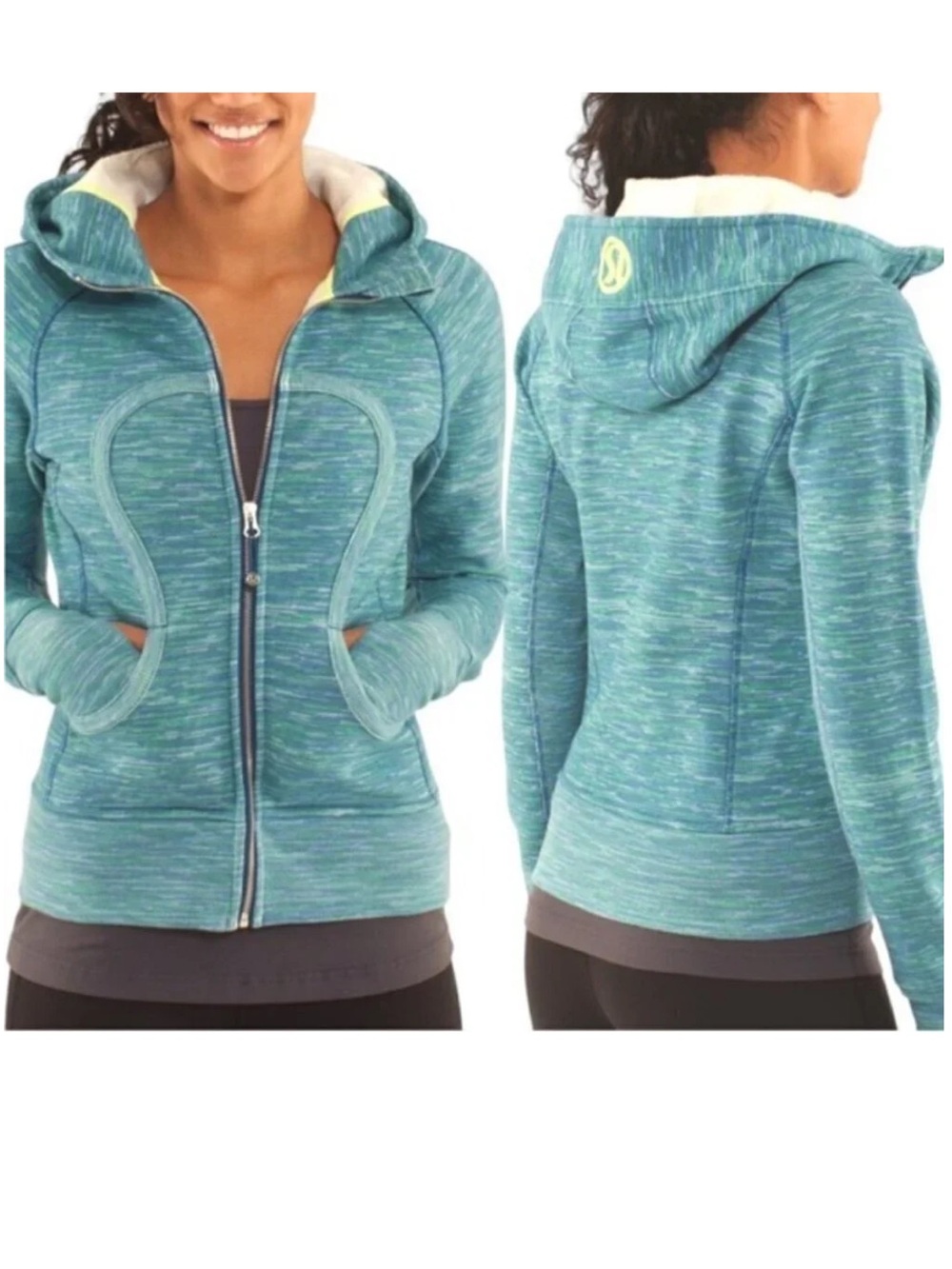 lululemon athletica Heathered Teal Zip Hoodie with Sherpa Lining